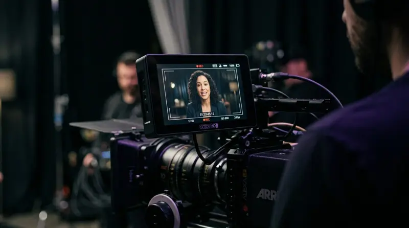 Camera monitor framing an on-camera speaker